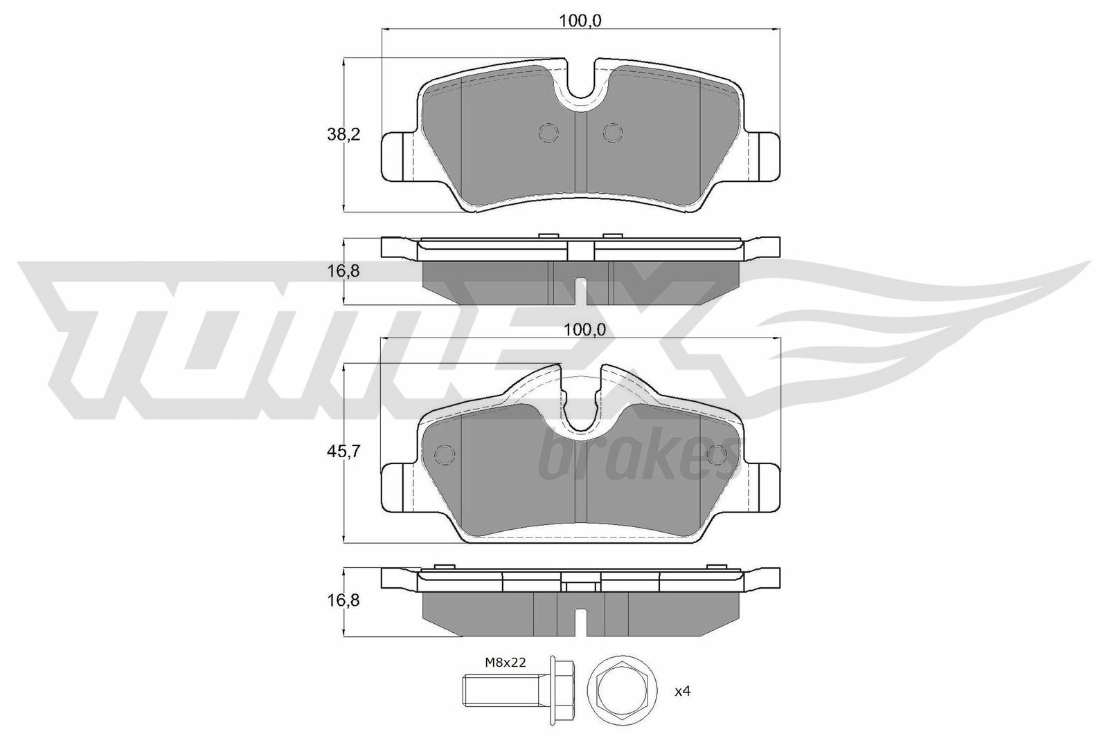 Sada brzdových destiček, kotoučová brzda TOMEX Brakes